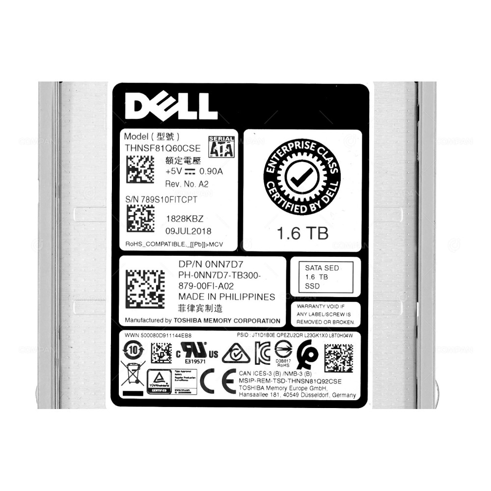 NN7D7  DELL SSD 1.6TB SATA 6G 2.5" SFF FOR POWEREDGE G11-G13